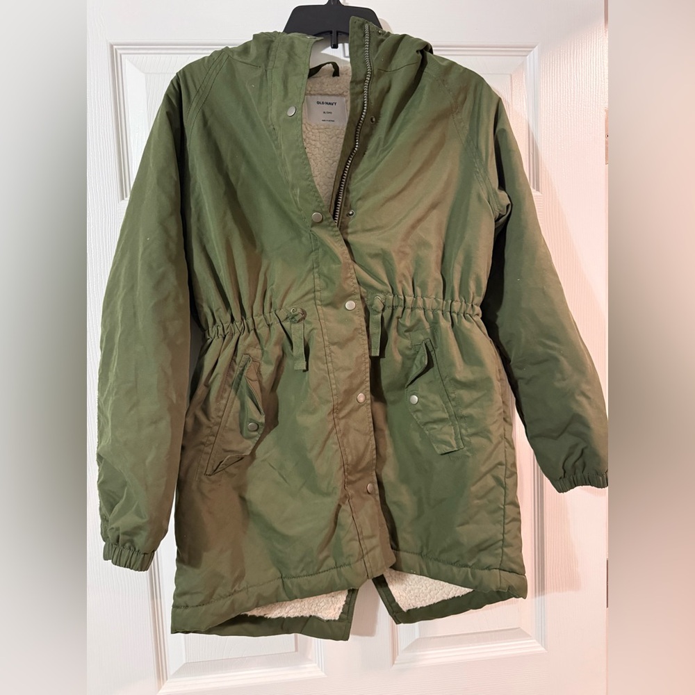 Girls Green Hooded Parka Jacket